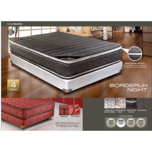 CONJUNTO DE SOMMIER GANI BORDEAUX NIGHT 1,40 X 1,90