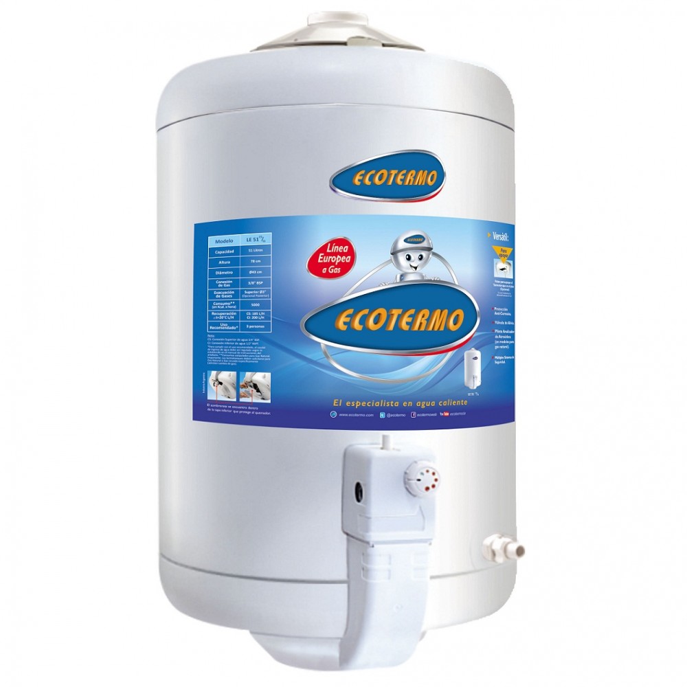 TERMOTANQUE ECOTERMO EUROPA 51 LITROS GAS C/SUPERIOR