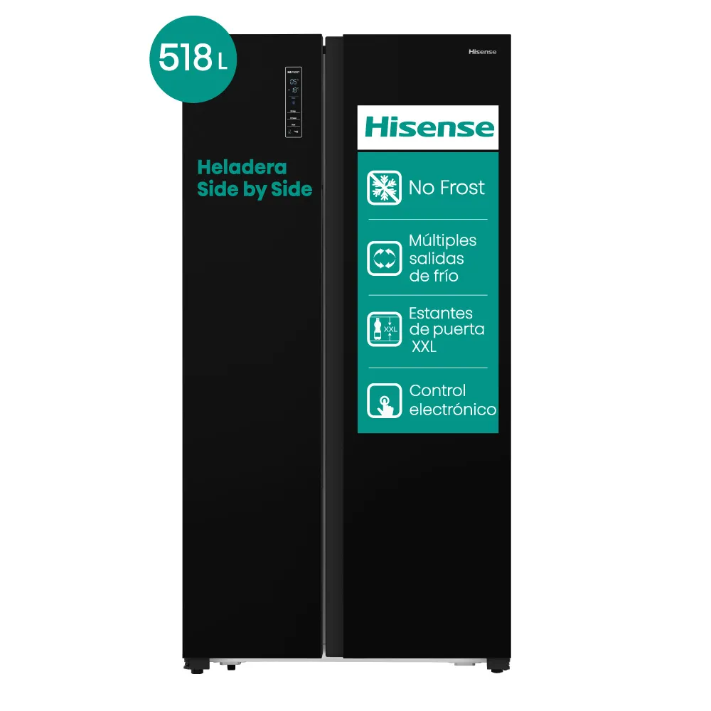 HELADERA SIDE BY SIDE NO FROST HISENSE RC-67WSG 518L