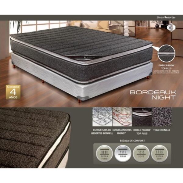 COLCHON GANI BORDEAUX NIGHT 1.40 X 1,90 RESORTE - Imagen 2